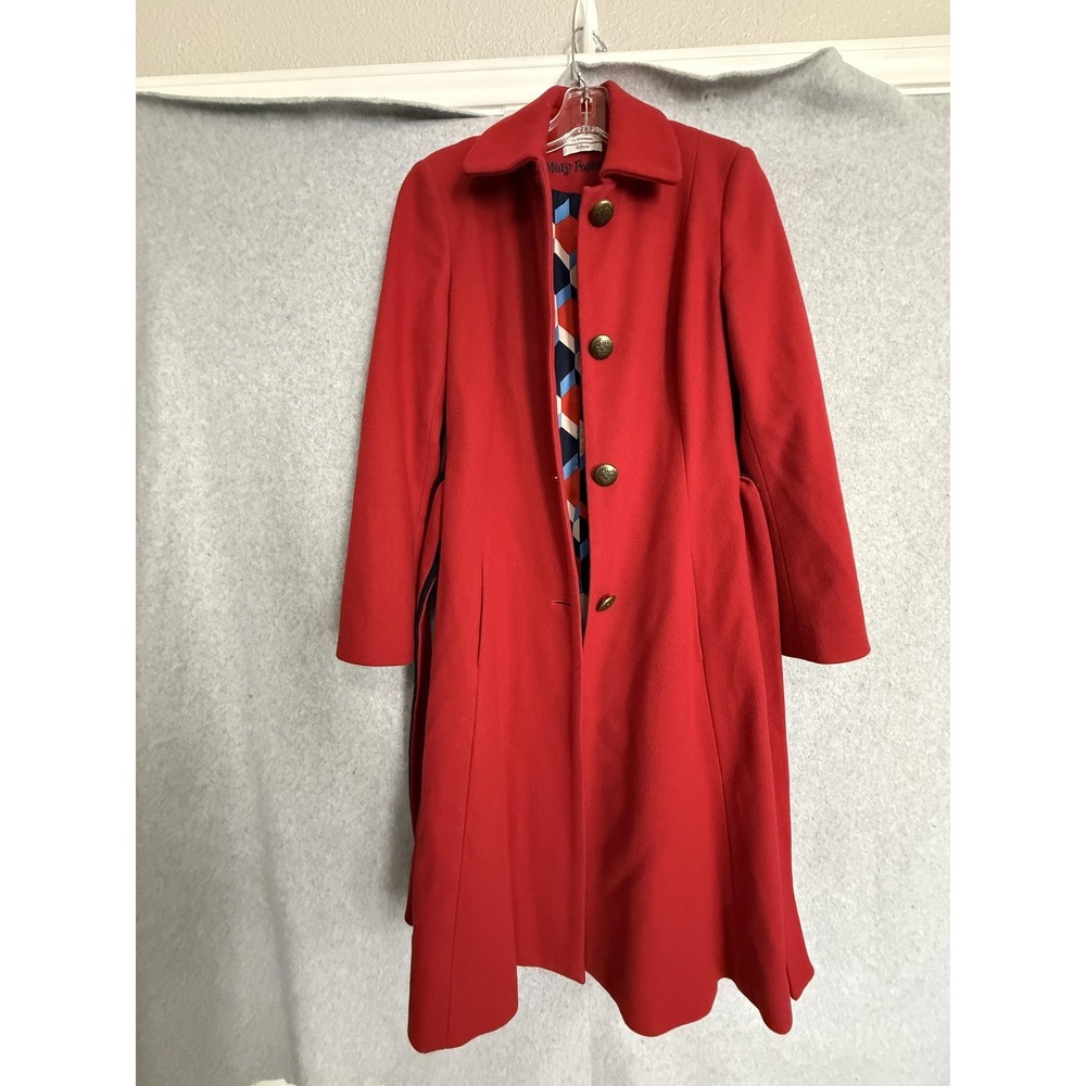 Rare El Ganso Mary Poppins Coat Wmn 6 Red Wool Belted Long Lined Disney Cosplay